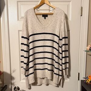 Lane Bryant Cream and Black Striped Sweater